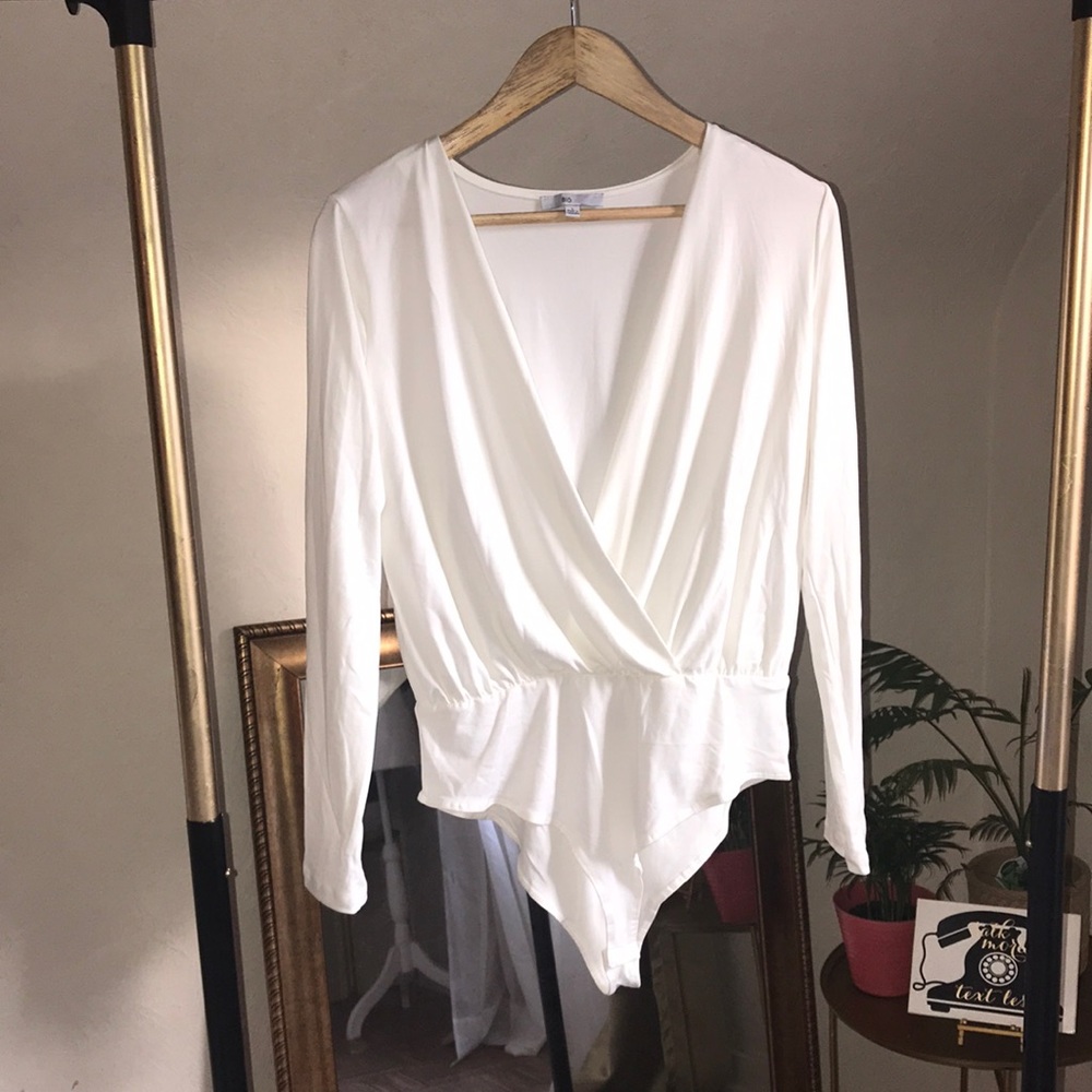 White Wrap Butter Soft Bodysuit Large